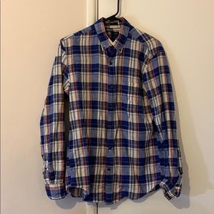 J. Crew Slim Blue/Red/White Flannel Button Shirt